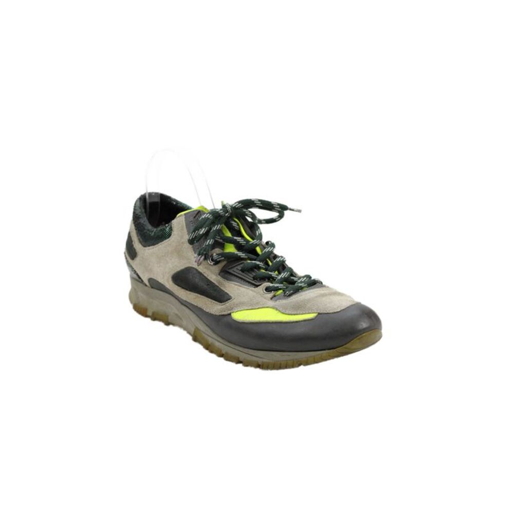 Lanvin Mens Suede Color Block Low Top Athletic Sneakers Shoes Brown Green Sz 9